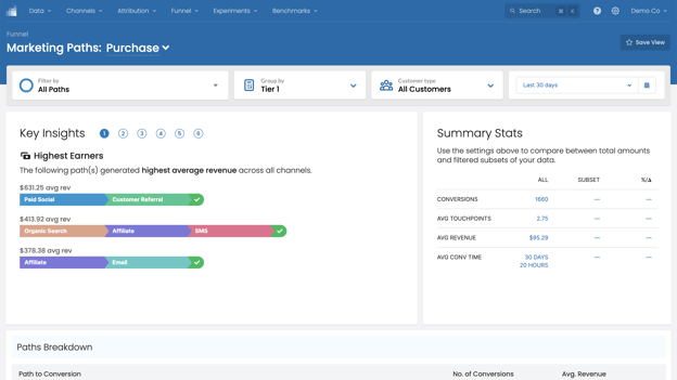 rockerbox v3 ui marketing paths purchases